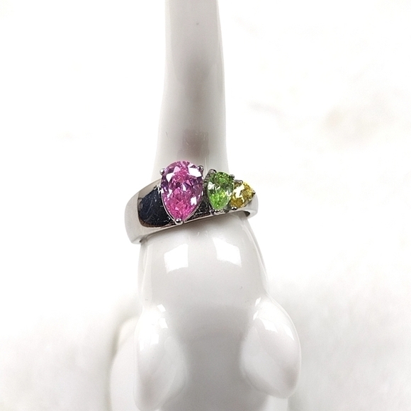 Gemstone Cocktail Ring Hypoallergenic Stainless Steel Women's Jewelry - Picture 8 of 12